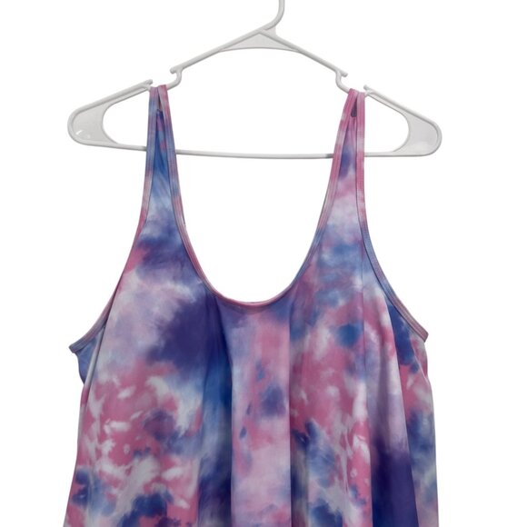 Unbranded Swim Top Womens SZ 1XL Plus Size Tie-Dye Flowy Tank Top Padded Cups - Picture 2 of 10